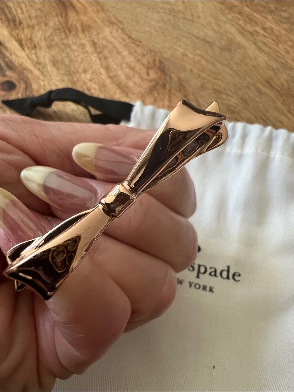 kate spade Rose Gold Bow Bangle Bracelet AND CZ chain bracelet Set - Picture 6 of 8